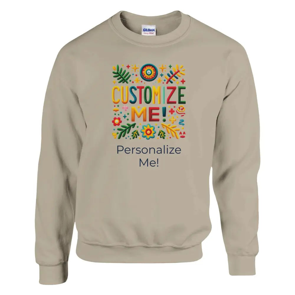 Customizable unisex crewneck sweatshirt with personalize me graphic
