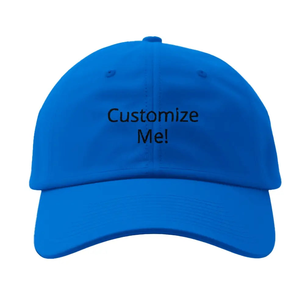 Solid blue Flexfit 6277 personalized embroidered hat, closed-back structured cap