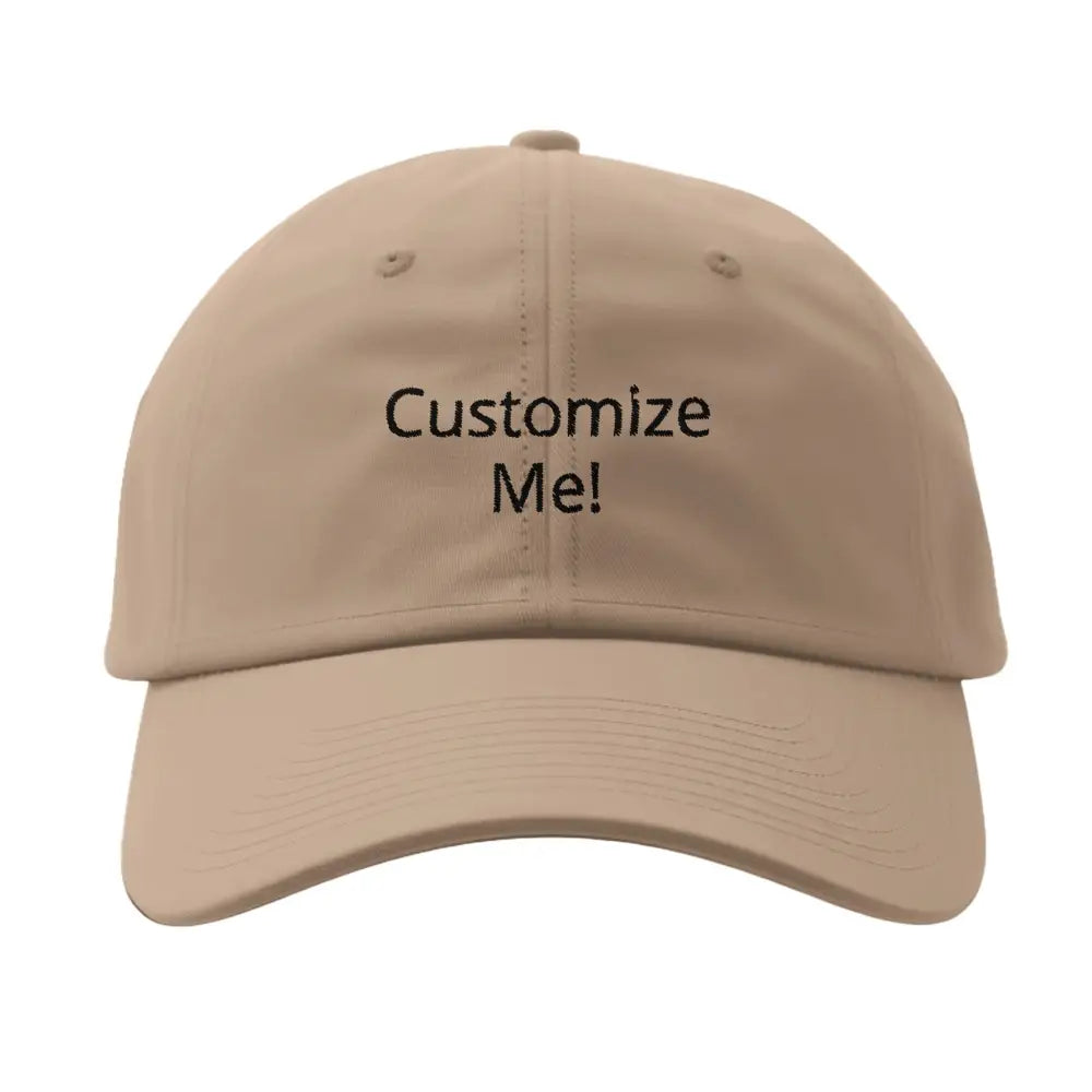 Plain beige Flexfit 6277 personalized embroidered hat, closed-back structured cap