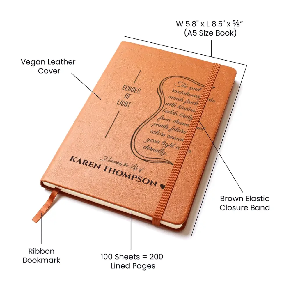 Personalized vegan leather memory journal with lined pages