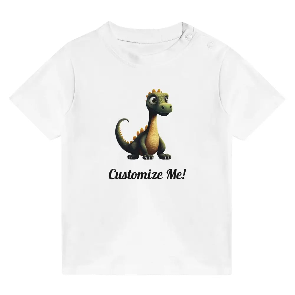 White short-sleeved favorite dinosaur tee with green cartoon graphic
