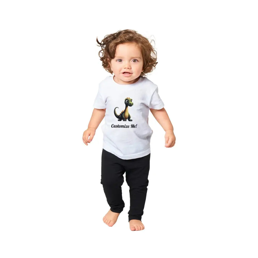 Toddler in favorite dinosaur tee and black pants for dino-mite fashion adventure