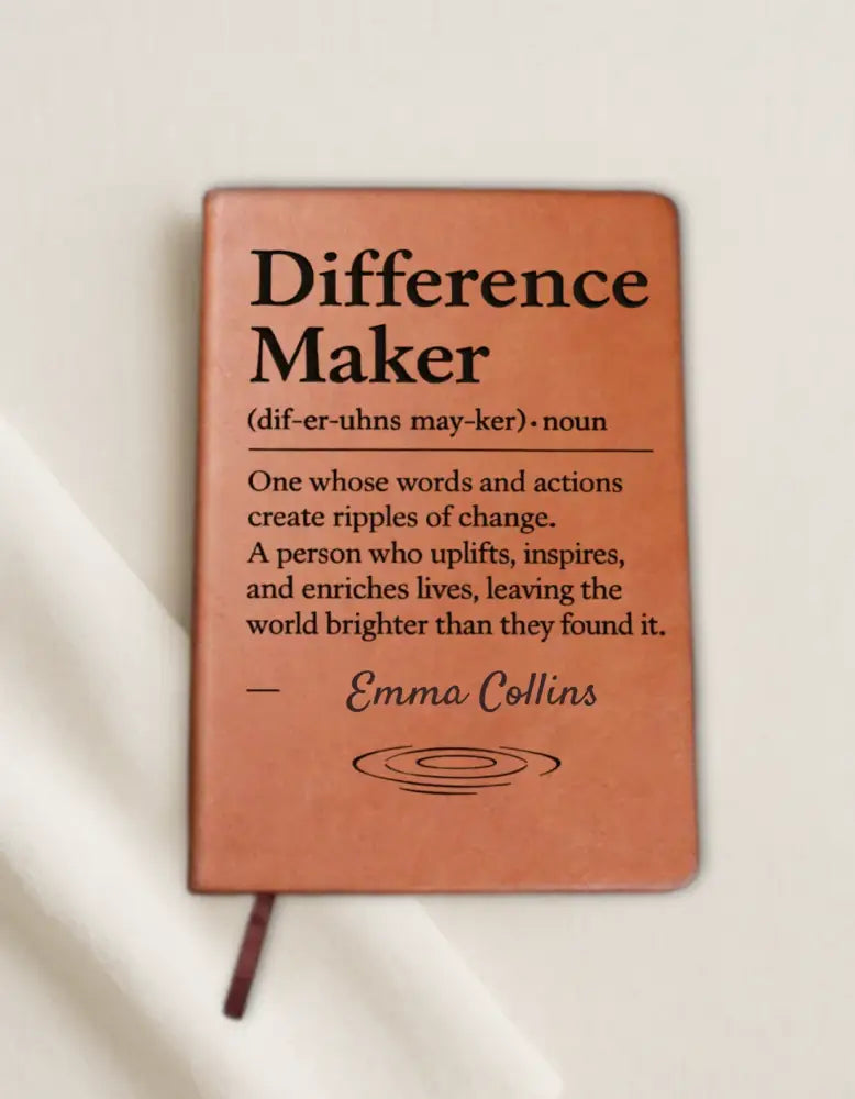 Personalized vegan leather decision maker journal with bookmark
