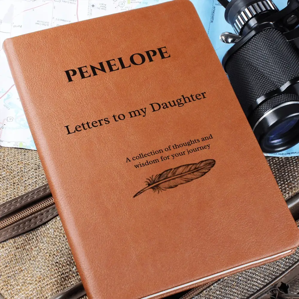 Personalized brown vegan leather daughter journal keepsake memory book
