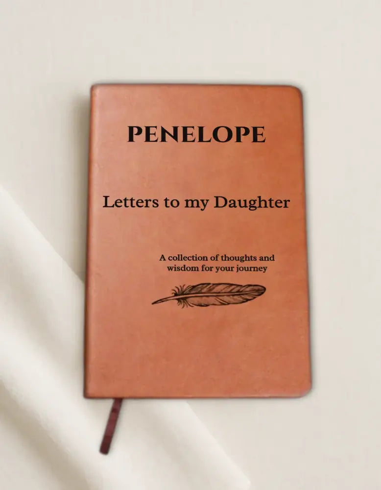Personalized vegan leather daughter journal with feather design