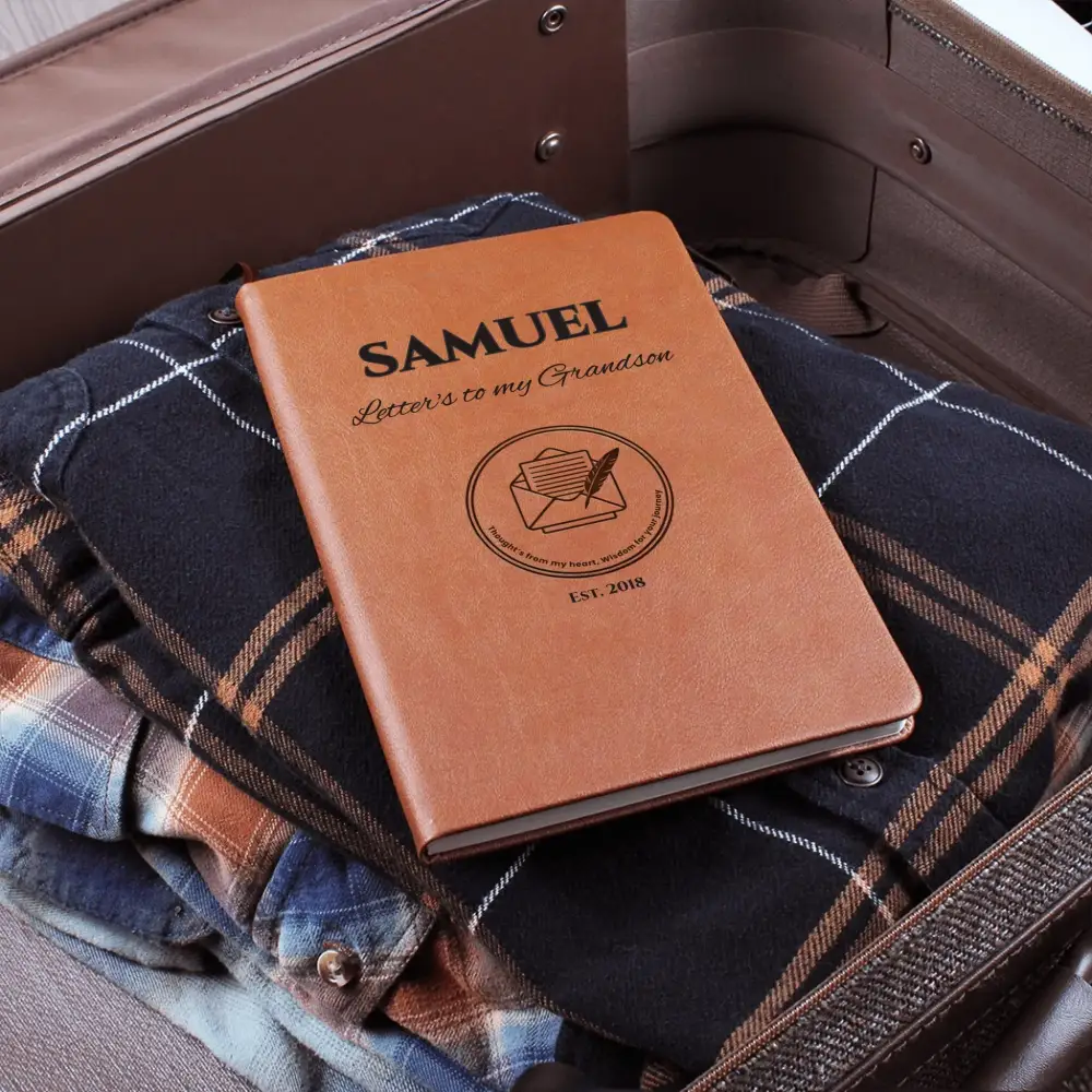 Personalized vegan leather grandson journal keepsake memory book