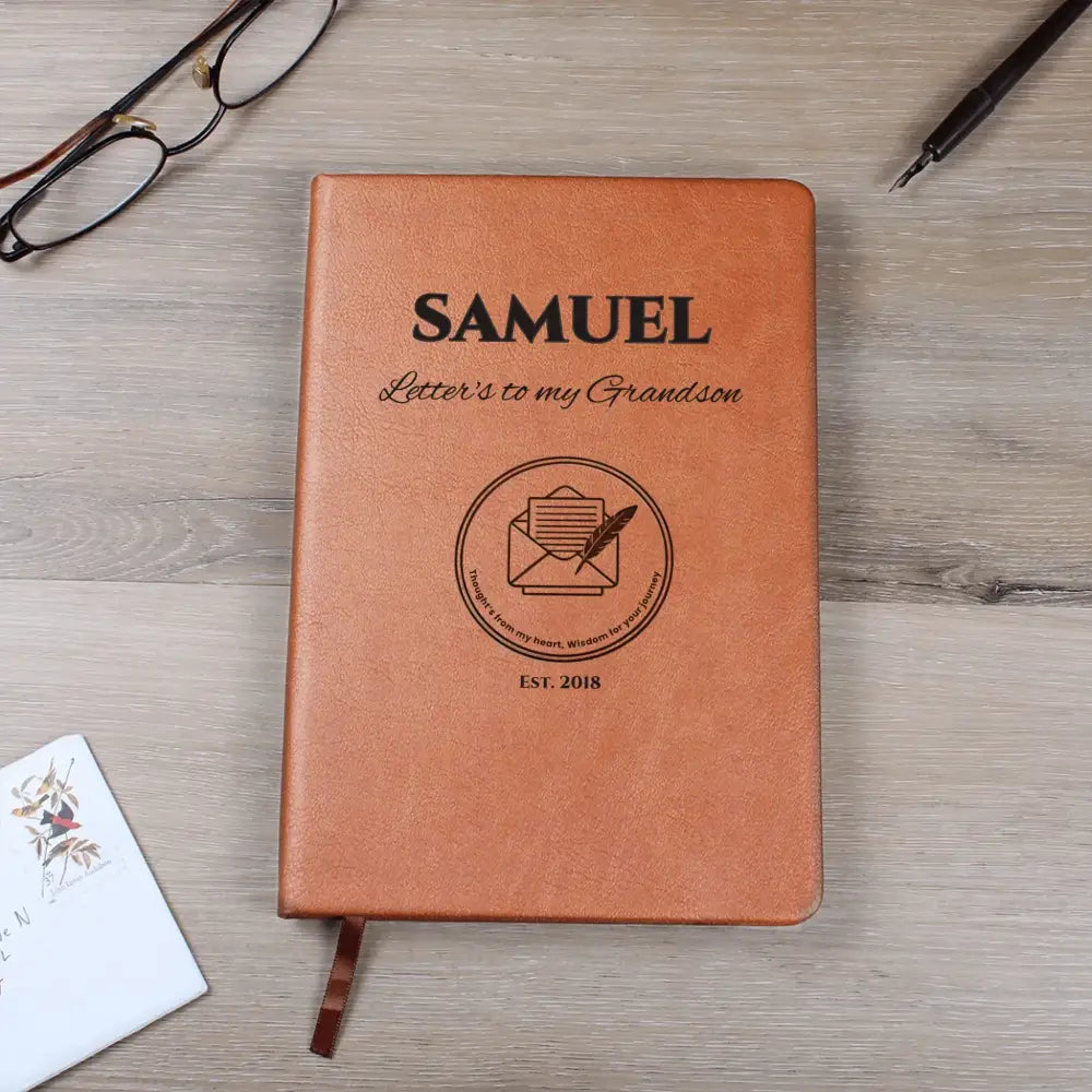Personalized vegan leather grandson journal keepsake memory book