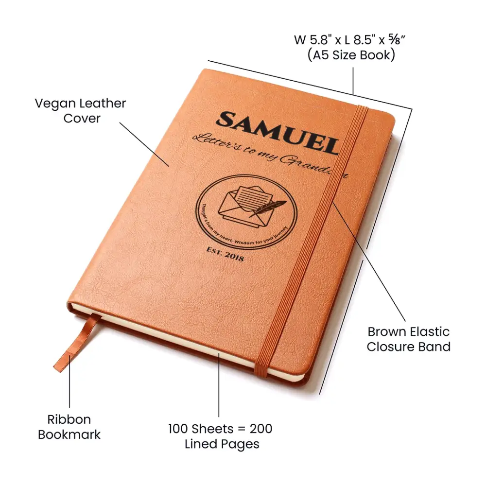 Personalized vegan leather grandson journal keepsake memory book