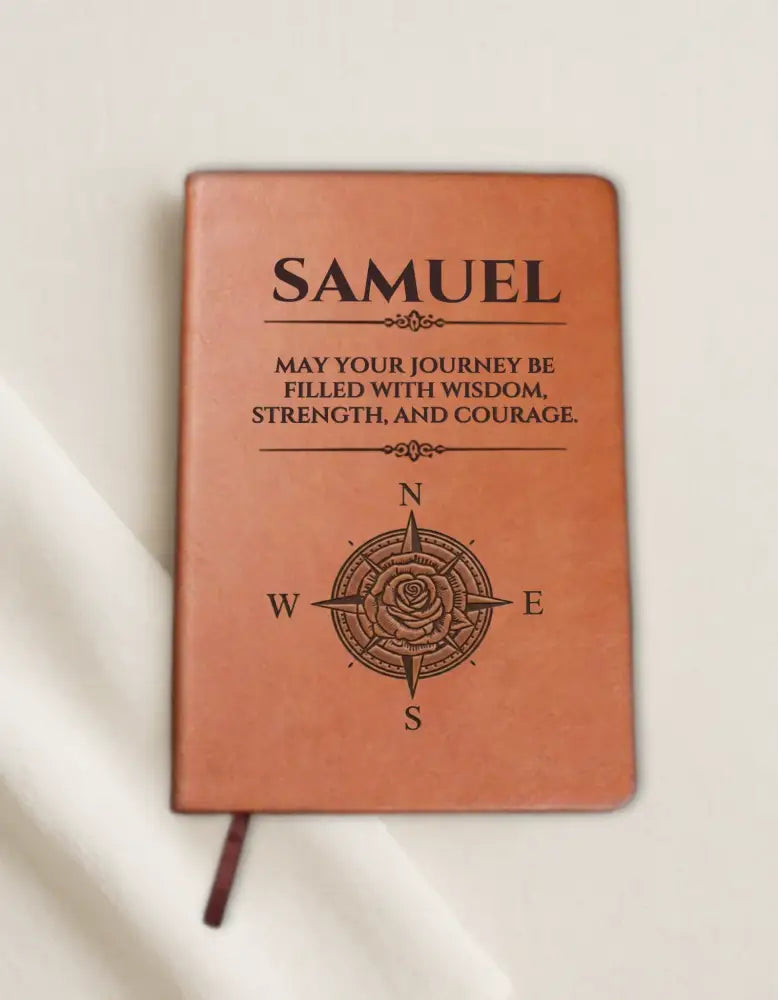 Personalized vegan leather courage journal with compass rose