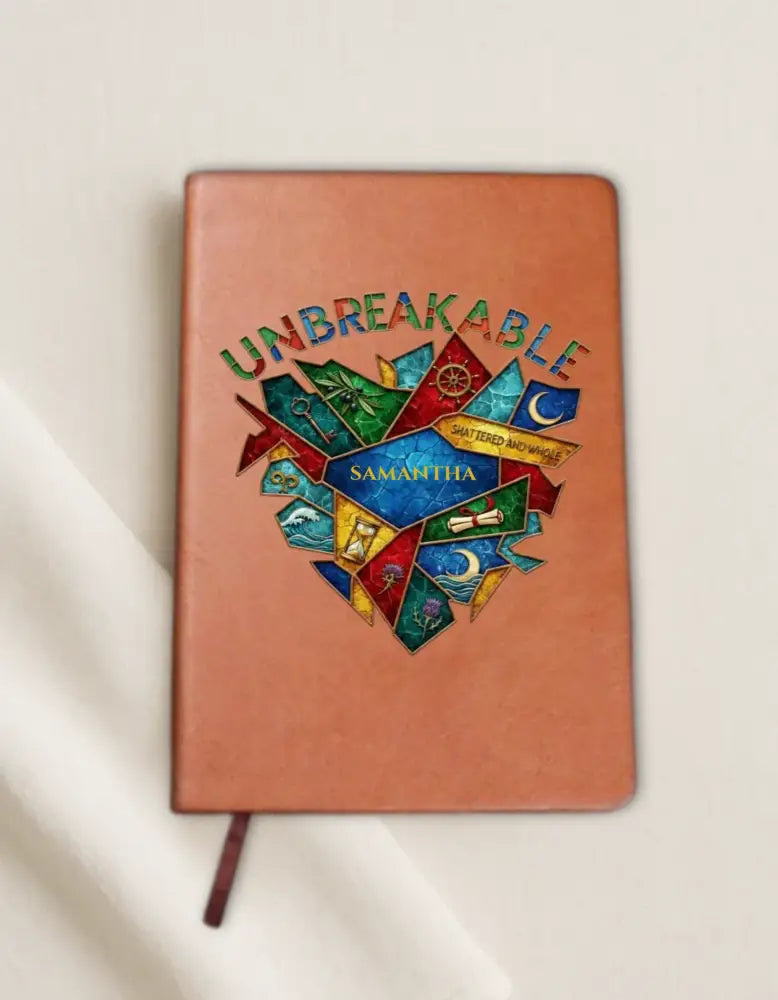Personalized vegan leather unbreakable journal for Samantha with heart design