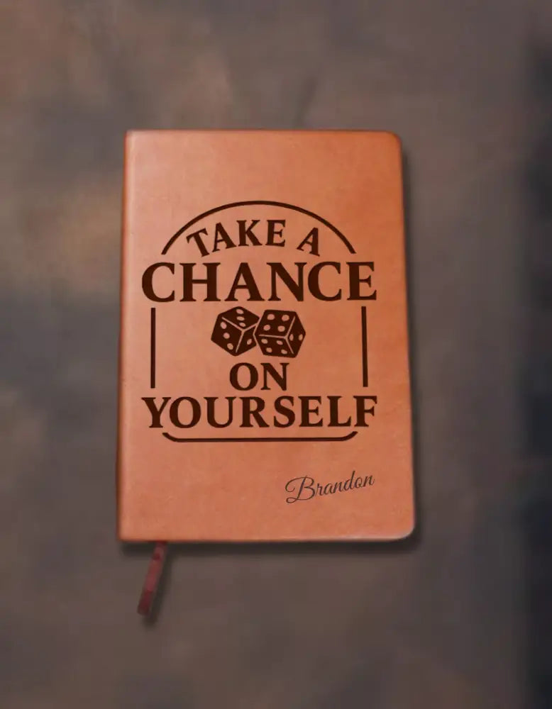 Brown vegan leather self-belief notebook with bookmark
