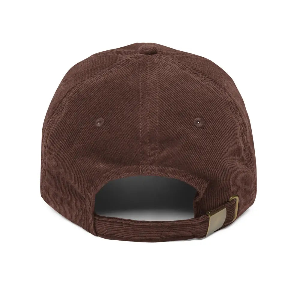 Brown embroidered corduroy cap, vintage unisex retro hat