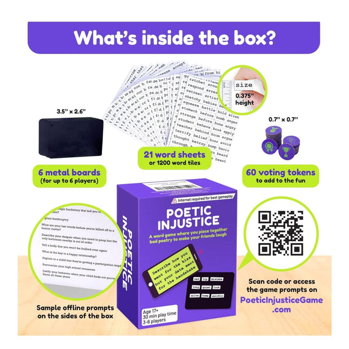 Poetic Injustice one size / multi Poetic Injustice: The Hilarious Bad Poetry Game Board Game Family Game