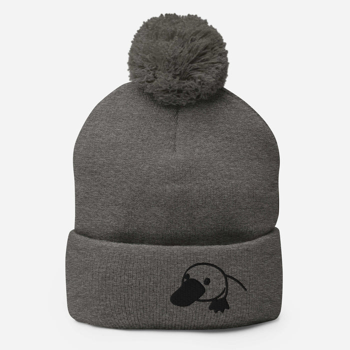 Cozy Embroidered Platypus Pom-Pom Beanie – Warm & Stylish Cold Weather Wildlife Hat