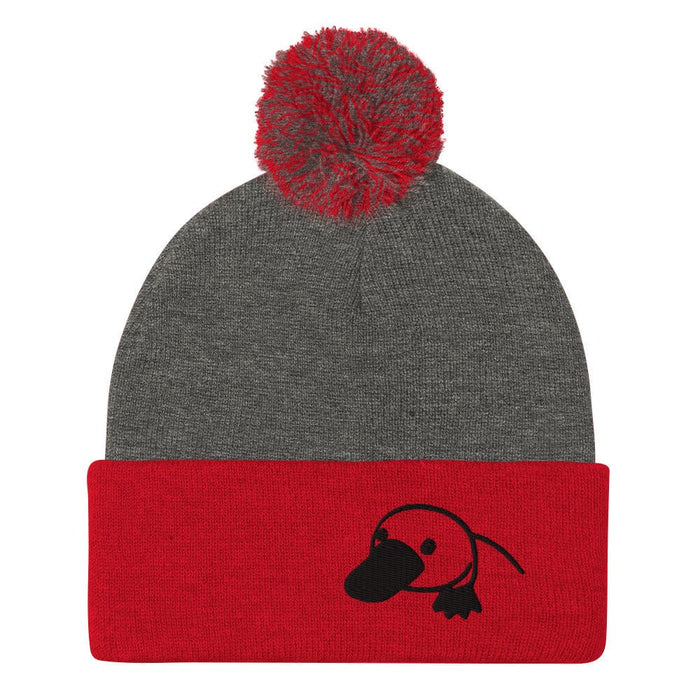 Cozy Embroidered Platypus Pom-Pom Beanie – Warm & Stylish Cold Weather Wildlife Hat