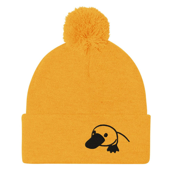 Cozy Embroidered Platypus Pom-Pom Beanie – Warm & Stylish Cold Weather Wildlife Hat