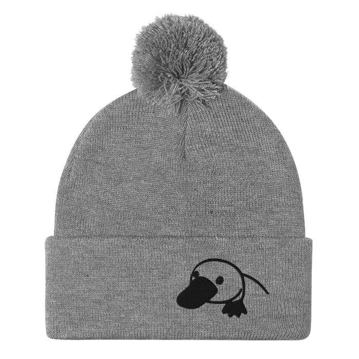 Cozy Embroidered Platypus Pom-Pom Beanie – Warm & Stylish Cold Weather Wildlife Hat