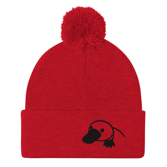 Cozy Embroidered Platypus Pom-Pom Beanie – Warm & Stylish Cold Weather Wildlife Hat