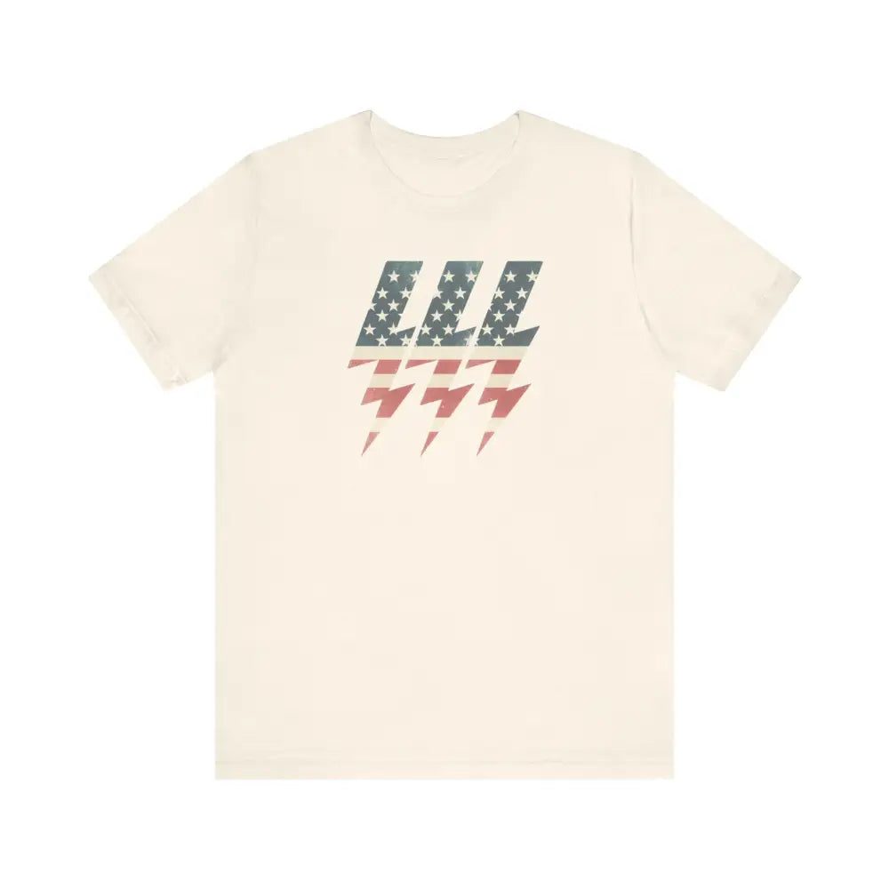 Patriotic lightning bolt unisex jersey short sleeve cream tee