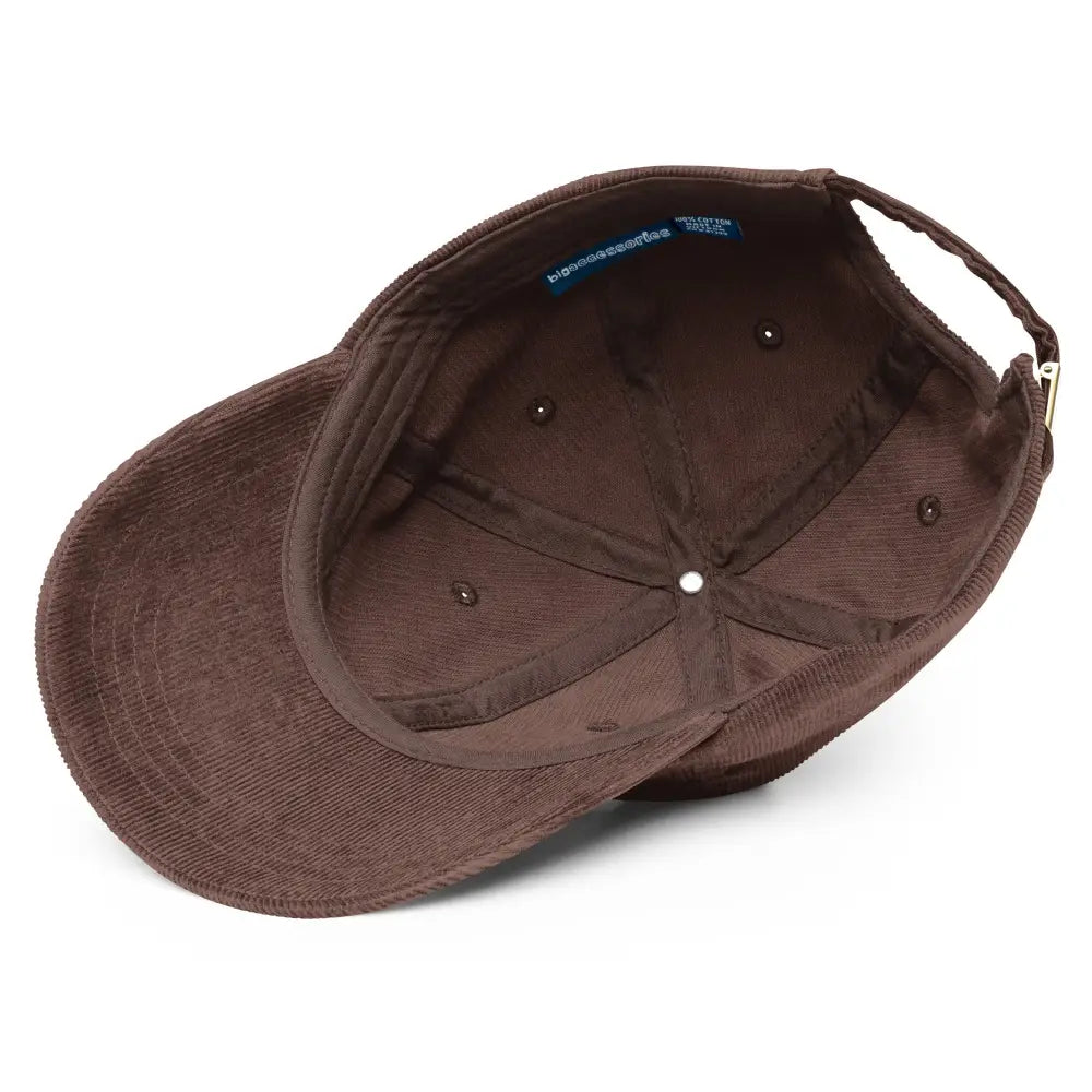 Praying mantis embroidered corduroy hat with adjustable strap