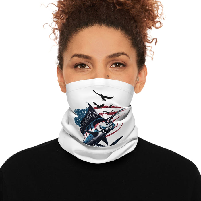 Printify All Over Prints USA Sport Fishing Lightweight Neck Gaiter, 100% Moisture-Wicking Polyester Microfiber.