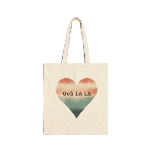 Printify Bags Natural / 15" x 16" Heartfelt Ooh La La Cotton Canvas Tote Bag Great Gift, Beach Bag, Shopping Bag, Reusable Bag, Mom Gift, Sister Gift, Daughter Gift