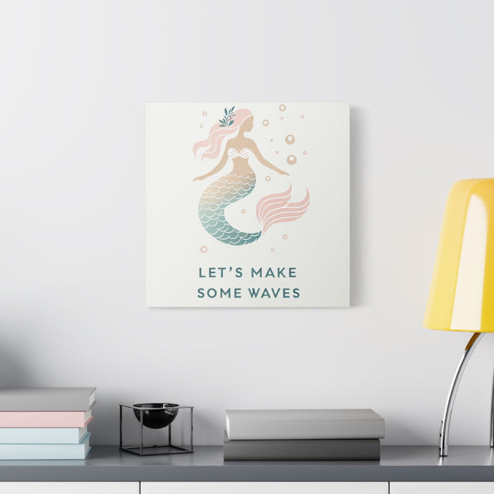 Printify Canvas 16″ x 16″ / 1.25" Mermaid Life, Let's Make Some Waves Matte Canvas Picture, Stretched Great Gift, Sister Gift, Mom Gift, Daughter Gift, Mothers Day Gift