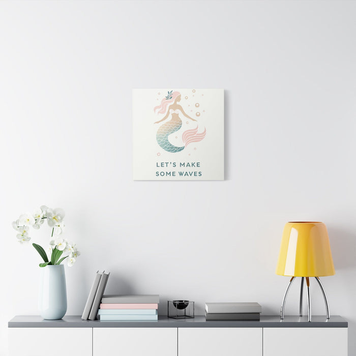 Printify Canvas 20″ x 20″ / 1.25" Mermaid Life, Let's Make Some Waves Matte Canvas Picture, Stretched Great Gift, Sister Gift, Mom Gift, Daughter Gift, Mothers Day Gift