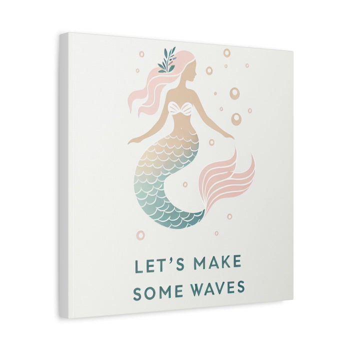 Printify Canvas Mermaid Life, Let's Make Some Waves Matte Canvas Picture, Stretched Great Gift, Sister Gift, Mom Gift, Daughter Gift, Mothers Day Gift