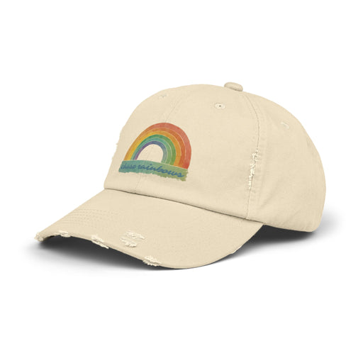 Printify Hats Stone / One size Chase Rainbows Distressed Cap Stylish Comfort for Daily Adventures Baseball Cap Great Gift Mom Gift, Sister Gift, Wife Gift, Girlfriend Gift