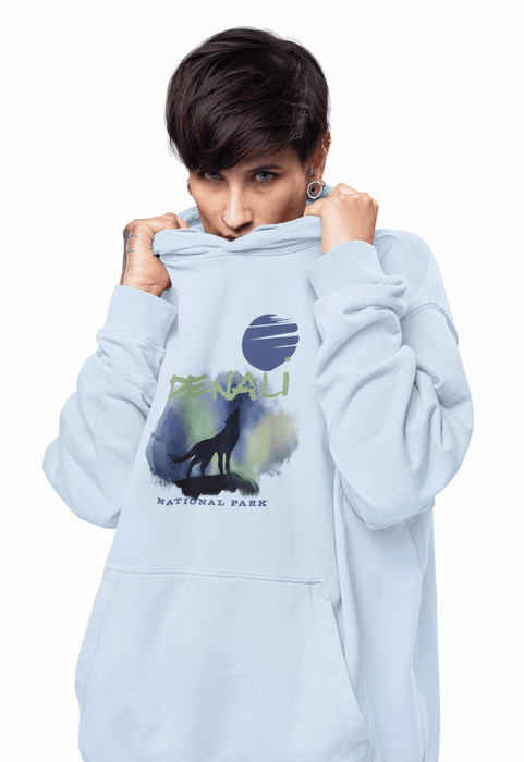 Printify Hoodie Denali Wolf Hoodie  Cozy Wildlife-Inspired Adventure Sweatshirt