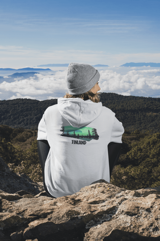 Printify Hoodie Lapland, Finland Cozy Northern Lights Travel & Outdoor Adventure Hoodie