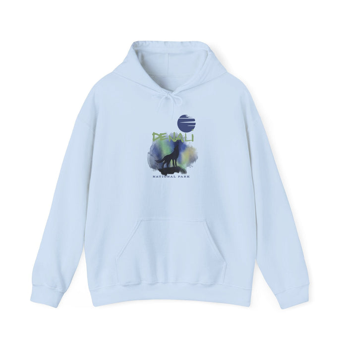 Printify Hoodie Light Blue / S Denali Wolf Hoodie  Cozy Wildlife-Inspired Adventure Sweatshirt