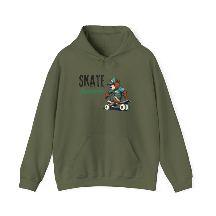 Printify Hoodie Military Green / S Skate Forever  Bear Skateboarder Soft Cozy Unisex Fit Unisex Heavy Blend™ Hoodie