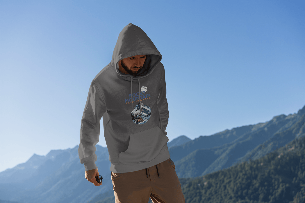 Printify Hoodie Rocky Mountain National Park Mountain Goat hoodie Wildlife Adventure sweatshirt