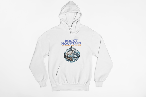 Printify Hoodie Rocky Mountain National Park Mountain Goat hoodie Wildlife Adventure sweatshirt