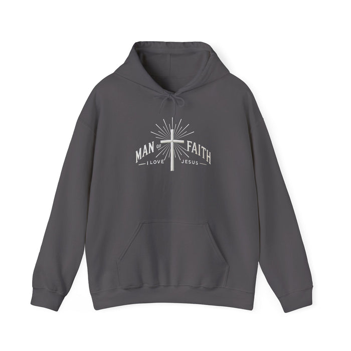 Printify Hoodie S / Charcoal Man of Faith I Love Jesus Graphic Unisex Hoodie - Warm Religious Sweatshirt