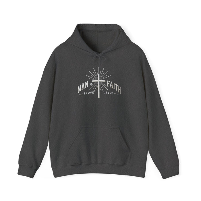 Printify Hoodie S / Dark Heather Man of Faith I Love Jesus Graphic Unisex Hoodie - Warm Religious Sweatshirt