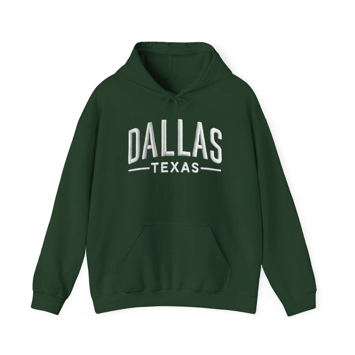 Printify Hoodie S / Forest Green Dallas Texas Unisex Heavy Blend Hooded Sweatshirt Warm & Stylish Hoodie Great Gift