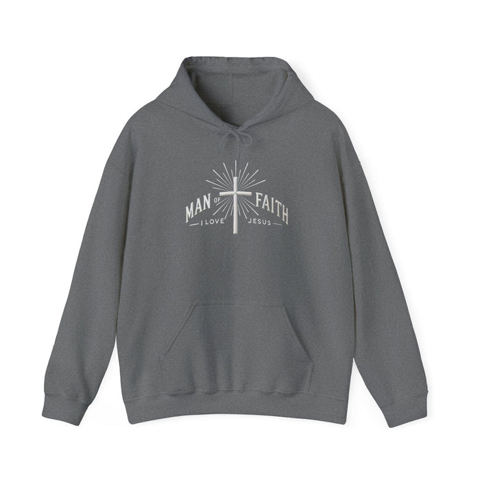 Printify Hoodie S / Graphite Heather Man of Faith I Love Jesus Graphic Unisex Hoodie - Warm Religious Sweatshirt