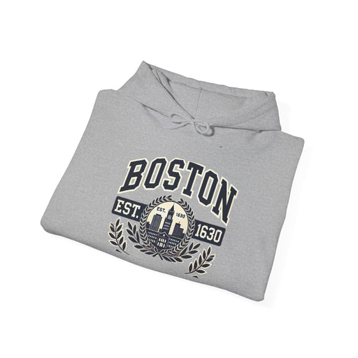 Printify Hoodie S / Sport Grey Boston Graphic Hoodie  Cozy City Adventure Sweatshirt