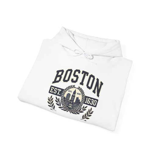 Printify Hoodie S / White Boston Graphic Hoodie  Cozy City Adventure Sweatshirt