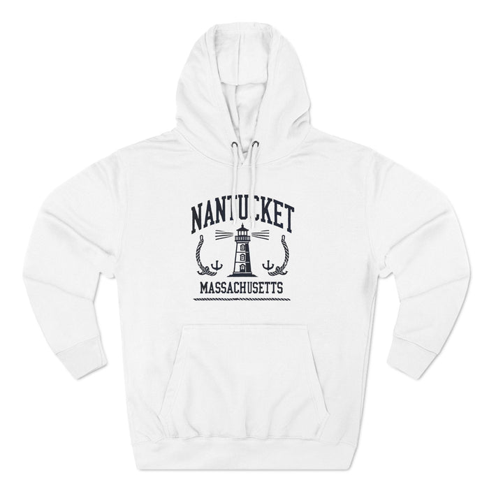 Printify Hoodie S / White Nantucket Massachusetts Graphic Sweatshirt Coastal-Inspired Pullover