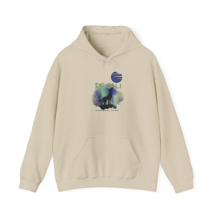 Printify Hoodie Sand / S Denali Wolf Hoodie  Cozy Wildlife-Inspired Adventure Sweatshirt