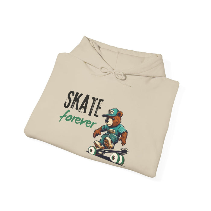 Printify Hoodie Skate Forever  Bear Skateboarder Soft Cozy Unisex Fit Unisex Heavy Blend™ Hoodie