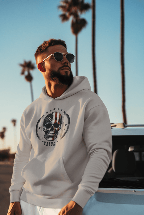 Printify Hoodie Valor Skull Hoodie  Embrace Your Inner Warrior in Style!