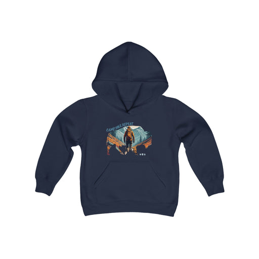 Printify Kids clothes S / Navy Camp. Hike. Repeat." Kids Hoodie  Fun & Cozy for Little Adventurers