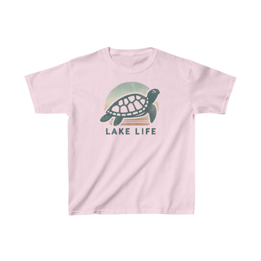 Printify Kids clothes XS / Light Pink Lake Life Turtle Kids Heavy Cotton Tee - Durable & Comfy Shirt Camping, Hiking, Outdoor Adventures, Toddler, Boy Gift, Girl Gift