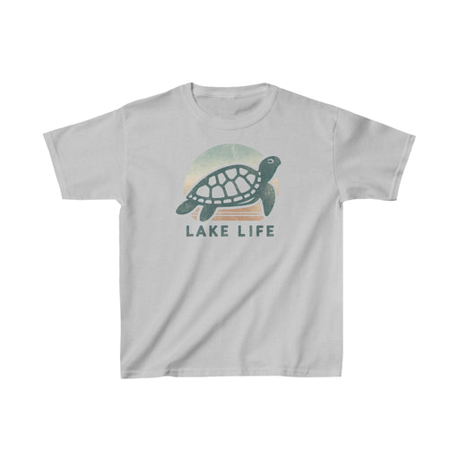 Printify Kids clothes XS / Sport Grey Lake Life Turtle Kids Heavy Cotton Tee - Durable & Comfy Shirt Camping, Hiking, Outdoor Adventures, Toddler, Boy Gift, Girl Gift