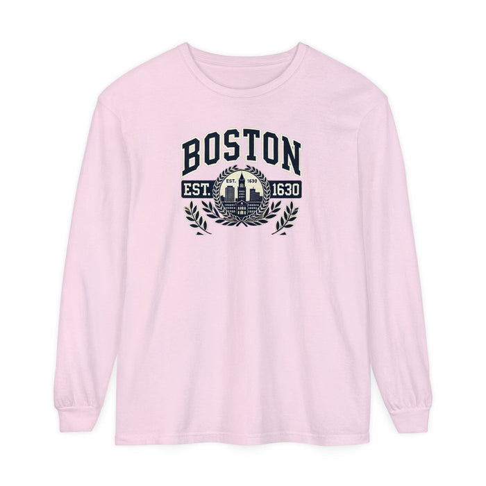 Printify Long-sleeve Blossom / S Boston Graphic Long Sleeve T-Shirt  Classic City Style